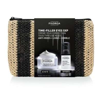 FILORGA OFFRE TIME FILLER YEUX 5 XP 15 ML CREME YEUX CORRECTION TOUS TYPE DE PEAUX + SKIN PREP MOUSSE NETTOYANTE + TROUSSE OFFER