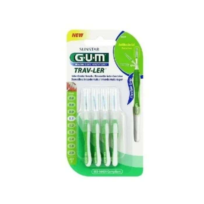 GUM TRAVLER 4 BROSSETTES INTERDENTAIRES REUTILISABLE 1.1 MM REF 1414