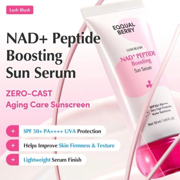 EQQUAL BERRY LUSH BLUSH NAD+ PEPTIDE BOOSTING SUN SERUM SPF 50+ PA++++ 50 ML