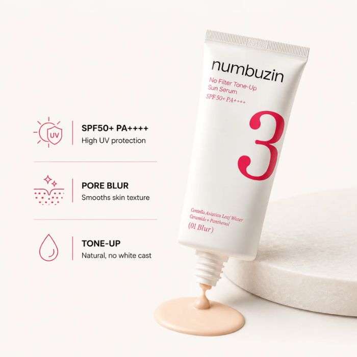 NUMBUZIN NO FILTER TONE UP SUN SERUM SPF 50+ PA++++ 01 BLUR 50 ML