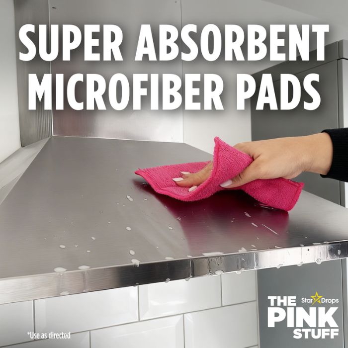 THE PINK STUFF THE MIRACLE MICROFIBRE PAD COLLECTION 3 PACK SUPER ABSORBENT