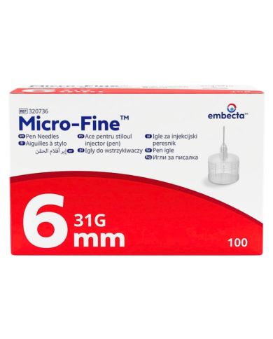 EMBECTA MICRO FINE 100 AIGUILLES A STYLO 6 MM x 31 G