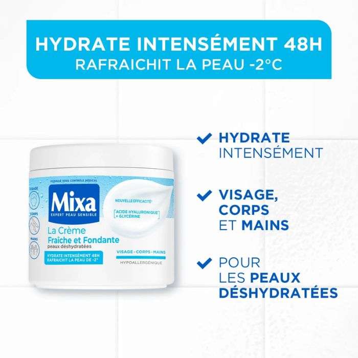 MIXA LA CREME FRAICHE ET FONDANTE ACIDE HYALURONIQUE + GLYCERINE 400 ML
