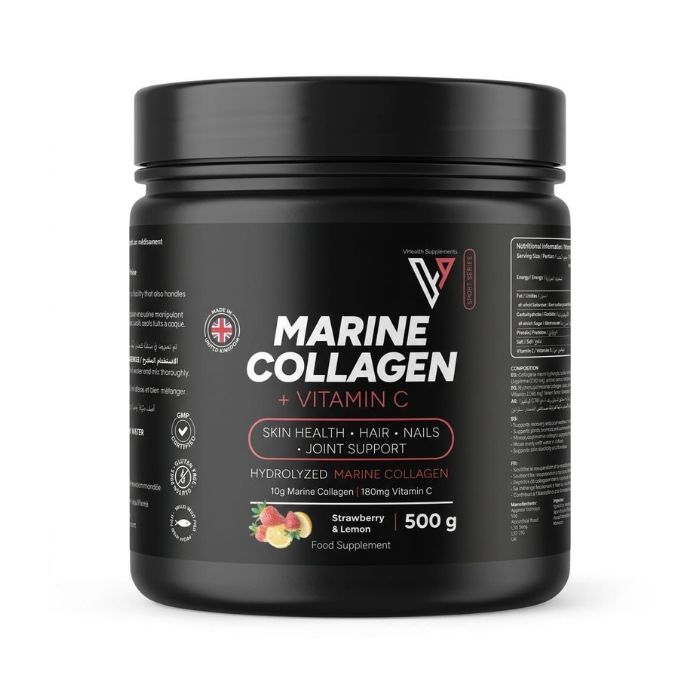 VHEALTH MARINE COLLAGEN VITAMINE C STRAWBERRY AND LEMON FLAVOUR 500 G