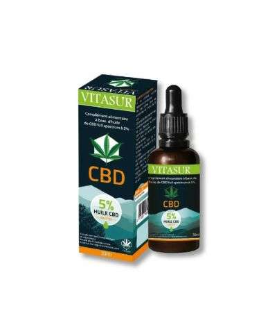 VITASUR COMPLEMENT ALIMENTAIRE A BASE D HUILE DE CBD FULL SPECTRUM A 5% 30 ML