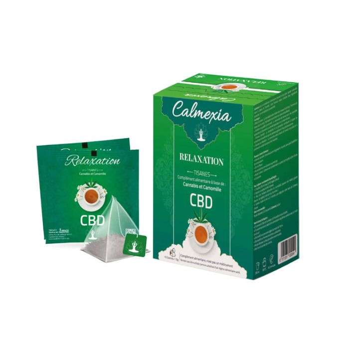 CALMEXIA INFUSION RELAXATION CBD COMPLEMENT ALIMENTAIRE A BASE DE CANNABIS ET CAMOMILLE 10 SACHETS