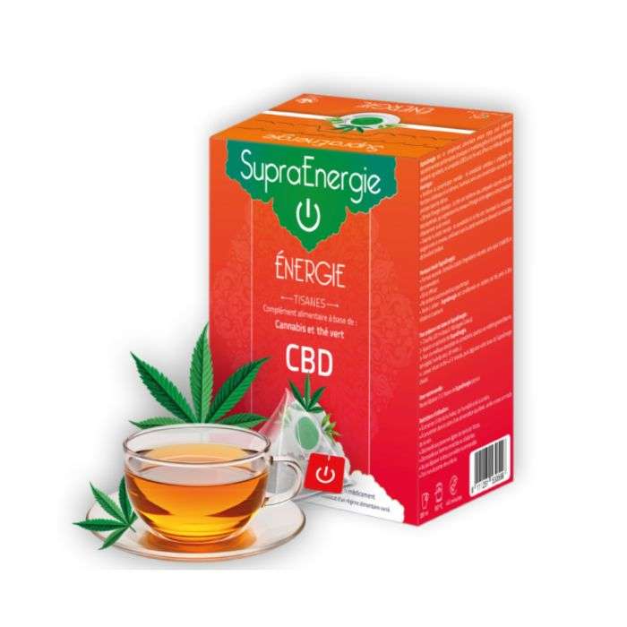 SUPRA ENERGIE INFUSION ENERGIE CBD COMPLEMENT ALIMENTAIRE A BASE DE CANNABIS ET THE VERT 10 SACHETS