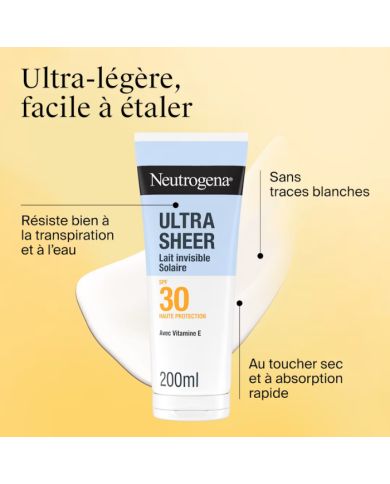NEUTROGENA ULTRA SHEER LAIT INVISIBLE SOLAIRE SPF 30 HAUTE PROTECTION 200 ML
