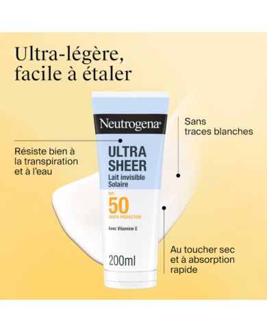 NEUTROGENA ULTRA SHEER LAIT INVISIBLE SOLAIRE SPF 50 HAUTE PROTECTION 200 ML