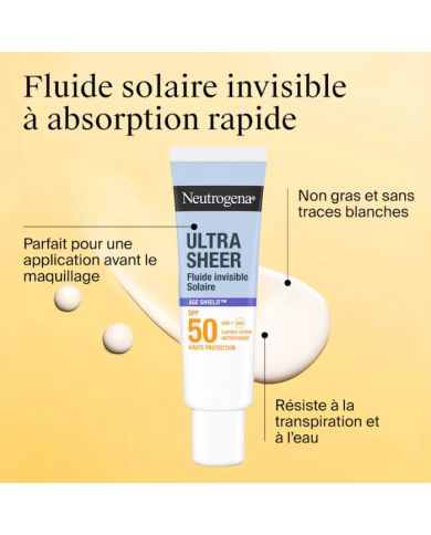 NEUTROGENA ULTRA SHEER FLUIDE INVISIBLE SOLAIRE AGE SHIELD SPF 50 REDUIT LES TACHES 50 ML