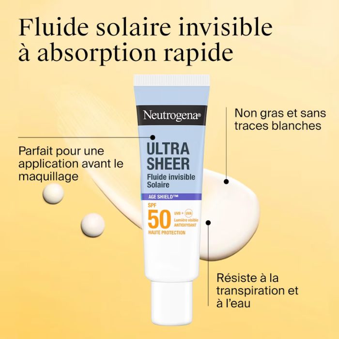 NEUTROGENA ULTRA SHEER FLUIDE INVISIBLE SOLAIRE AGE SHIELD SPF 50 REDUIT LES TACHES 50 ML