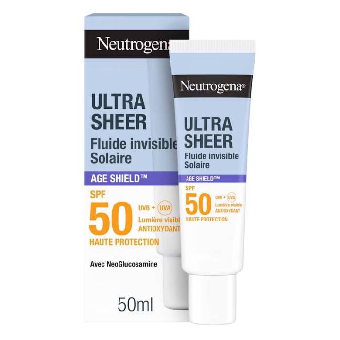 NEUTROGENA ULTRA SHEER FLUIDE INVISIBLE SOLAIRE AGE SHIELD SPF 50 REDUIT LES TACHES 50 ML