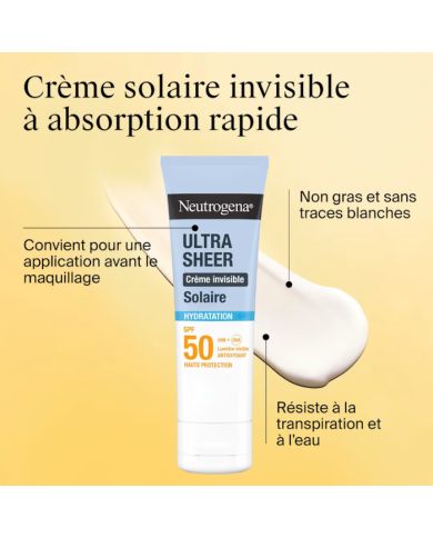 NEUTROGENA ULTRA SHEER CREME INVISIBLE SOLAIRE SPF 50 TOUCHER SEC 50 ML