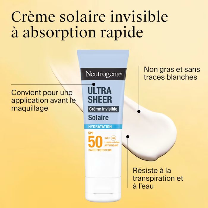 NEUTROGENA ULTRA SHEER CREME INVISIBLE SOLAIRE SPF 50 TOUCHER SEC 50 ML