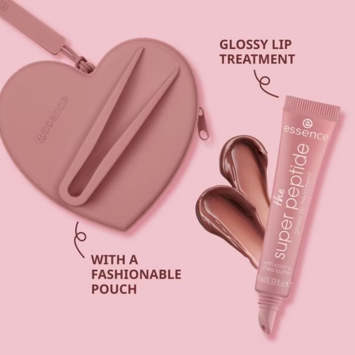ESSENCE THE SUPER PEPTIDE GLOSSY LIP TREATMENT + POUCH SET