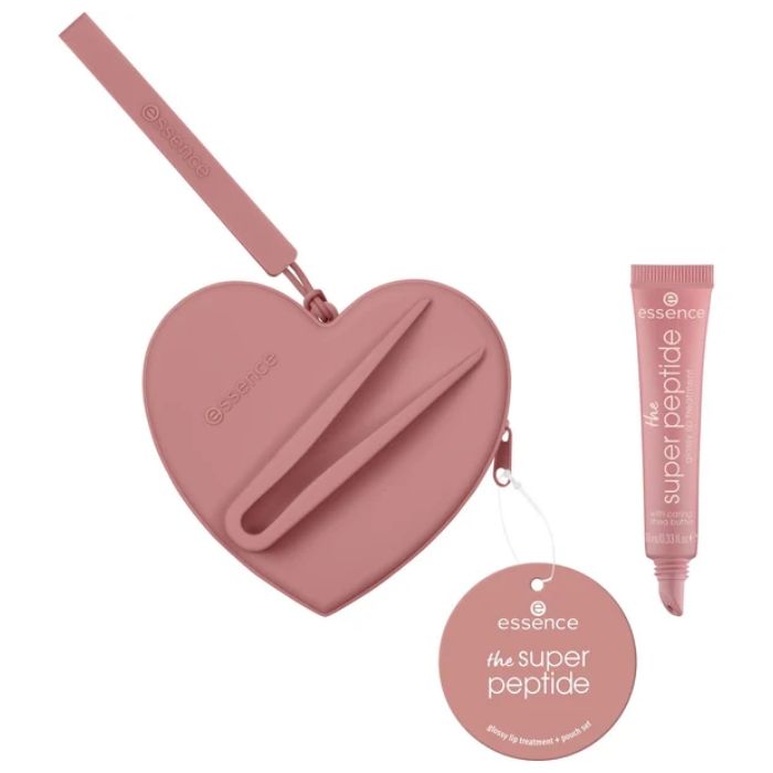 ESSENCE THE SUPER PEPTIDE GLOSSY LIP TREATMENT + POUCH SET
