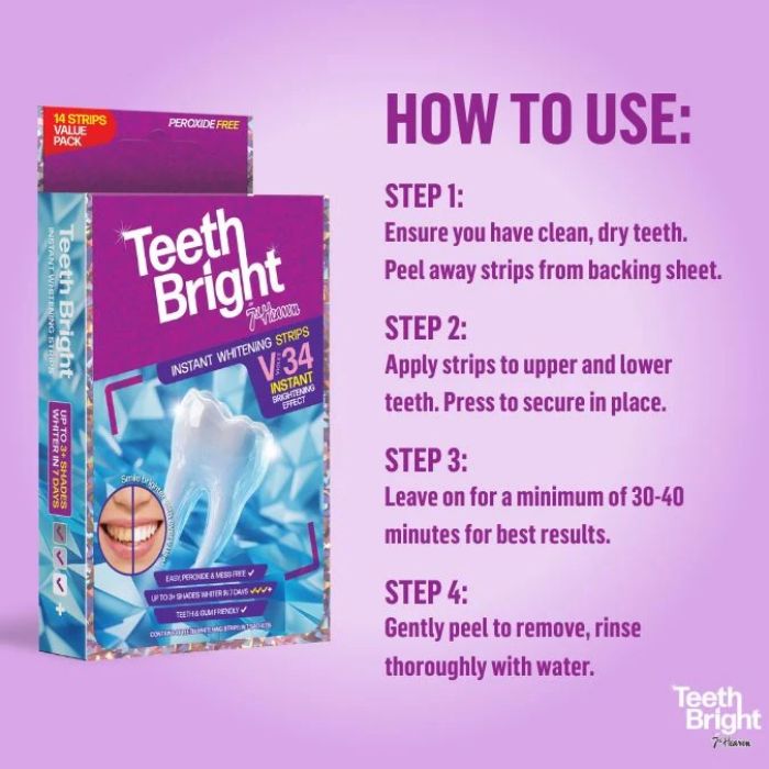 7TH HEAVEN TEETH BRIGHT INSTANT WHITENING STRIPS 14 STRIPS IN 7 SACHETS