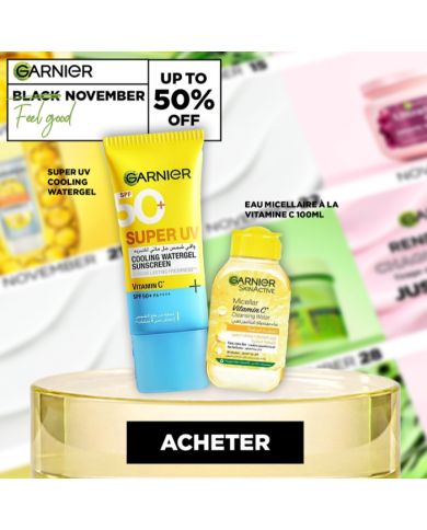 GARNIER OFFRE BLACK FRIDAY SUPER UV COOLING WATERGEL SUNSCREEN + EAU MICELLAIRE VITAMINE C 100 ML