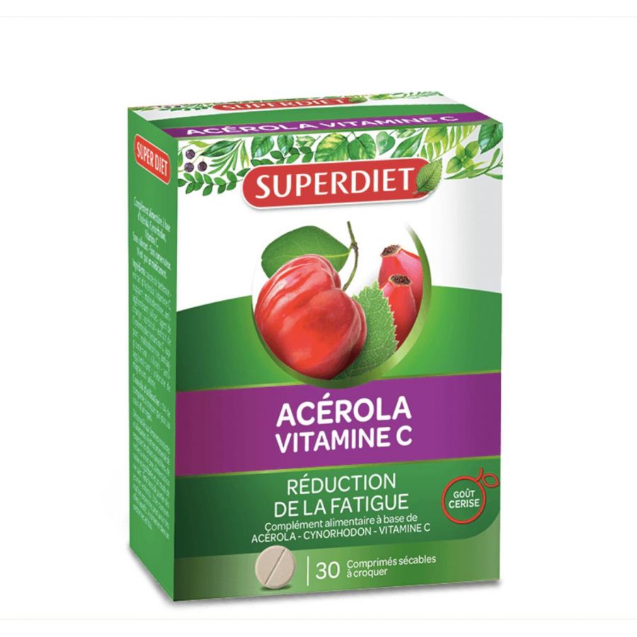 Super Diet Acerola Vitamine C 500 Boite 30 Comprimes Secables Univers Para Discount Numero 1 De La Parapharmacie Au Maroc