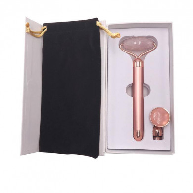 Rouleau de massage facial électrique en quartz rose
