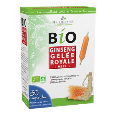 Les 3 Chênes Bio Ginseng Gelée Royale 30 Ampoules 