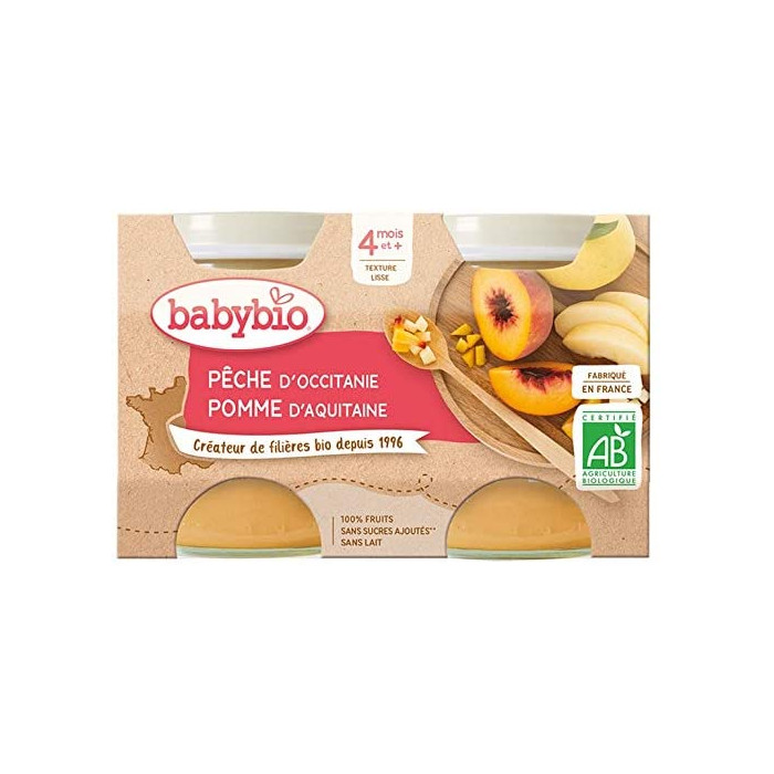 BABYBIO Pêche d'Occitanie Pomme de Nouvelle-Aquitaine 2X130G