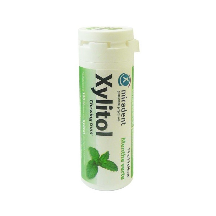 Miradent Xylitol Chewing Gum Menthe Verte 30 Pièces