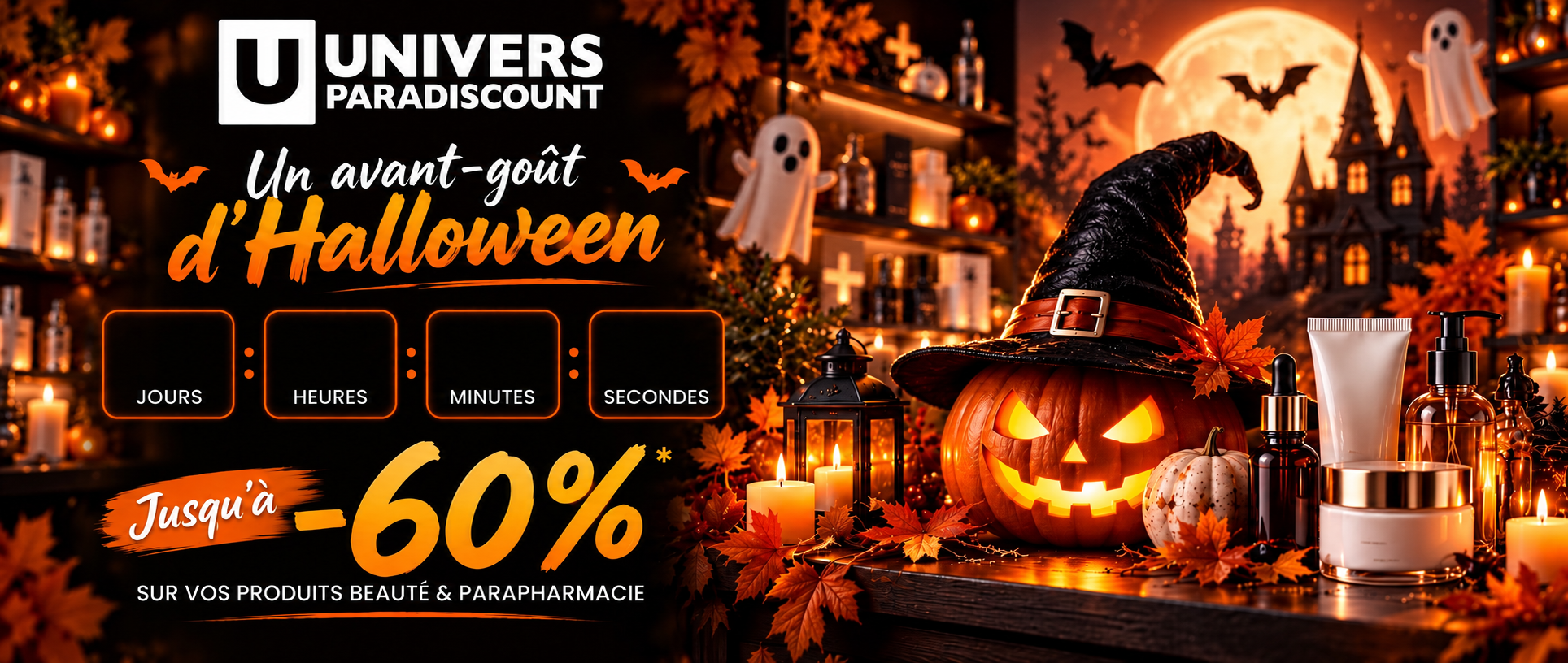 Univers Paradiscount — Un avant-goût d’Halloween. Jusqu’à -60 % sur vos produits beauté et parapharmacie.